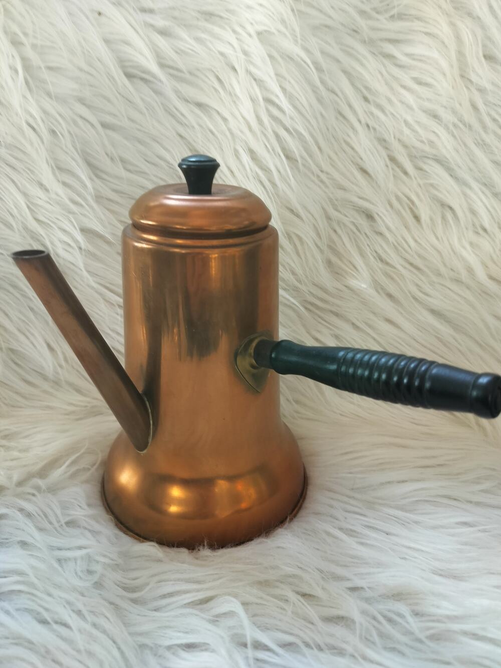 Vintage Copper Turkish Style Coffee/ Chocolate Pot with Black Wooden Handle